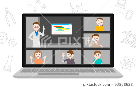 Illustration of STEM education using e-learning (vector) Illustration of STEM education using e-learning (vector) 93838628