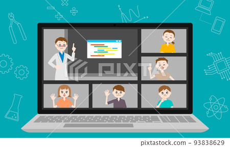 Illustration of STEM education using e-learning (vector) Illustration of STEM education using e-learning (vector) 93838629