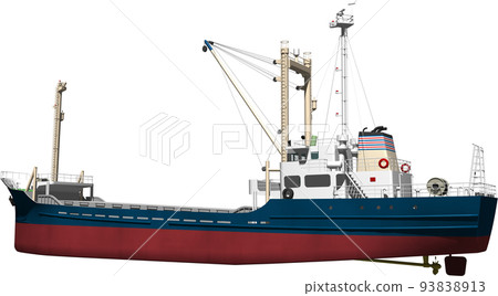 An illustration of a blue cargo ship created all the way down to the bottom of the ship. background transparent image An illustration of a blue cargo ship created all the way down to the bottom of the ship. background transparent image 93838913