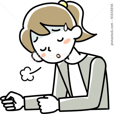 Upper body of a young woman suffering from fatigue Upper body of a young woman suffering from fatigue 93838936