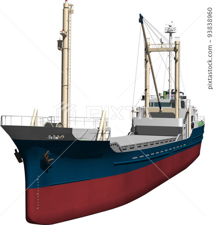 A bird's-eye view illustration of a blue cargo ship created all the way down to the bottom of the ship. background transparent image 93838960