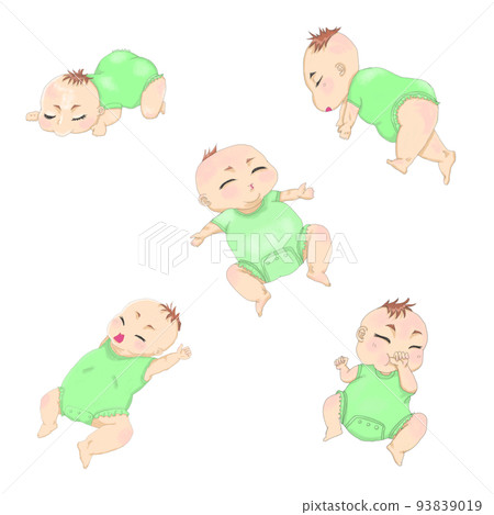 嬰兒睡著綠色衣服 93839019
