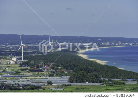 View from the Hawaii Fudoki Museum Hojo Sand Dunes Wind Farm Yurihama Town, Tottori Prefecture View from the Hawaii Fudoki Museum Hojo Sand Dunes Wind Farm Yurihama Town, Tottori Prefecture 93839164