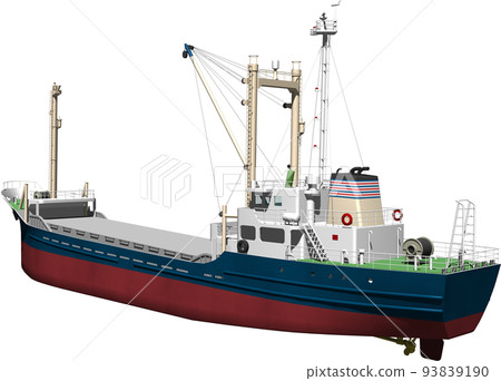 A bird's-eye view illustration of a blue cargo ship created all the way down to the bottom of the ship. background transparent image 93839190