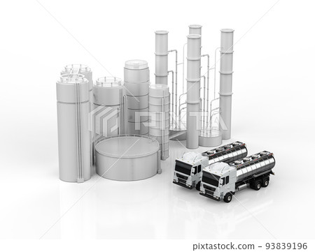 Logistic oil tank semi trailer truck at oil refinery Logistic oil tank semi trailer truck at oil refinery 93839196