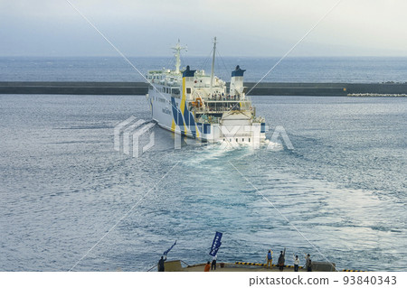 Hokkaido Rebun Island Ferry leaving Kafuka Port / Rebun Island, Japan 93840343