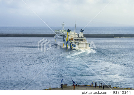 Hokkaido Rebun Island Ferry leaving Kafuka Port / Rebun Island, Japan 93840344