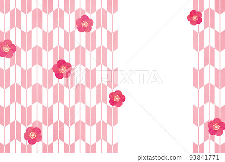 Japanese pattern Yagasuri pattern and plum blossom New Year's card material Japanese pattern Yagasuri pattern and plum blossom New Year's card material 93841771