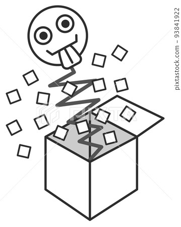 一個驚喜盒子的插圖，打開時會彈出一張臉 93841922