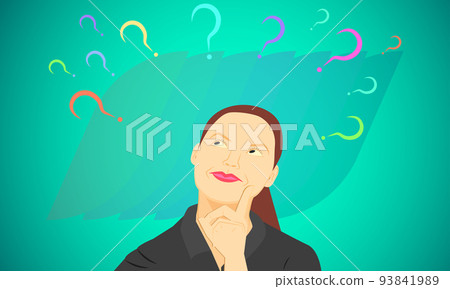 woman thinking to get an ideas concept. vector illustration eps10 woman thinking to get an ideas concept. vector illustration eps10 93841989