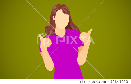 woman show hand like for congratulation pleased happy glad vector illustration eps10 93841990