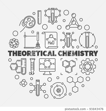 Theoretical Chemistry vector concept round line illustration Theoretical Chemistry vector concept round line illustration 93843476