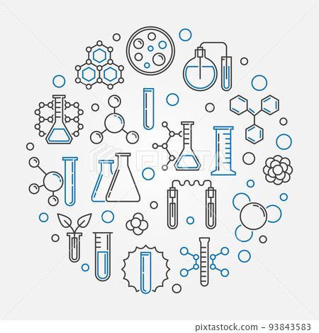 Chemistry vector concept round linear illustration Chemistry vector concept round linear illustration 93843583