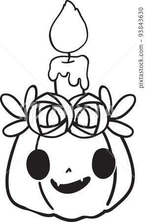 cute Halloween Jack o lantern pumpkin kawaii face set cartoon outline doodle vector for colouring book 93843630