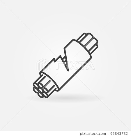 Damaged Fiber optic cable vector icon in thin line style Damaged Fiber optic cable vector icon in thin line style 93843782
