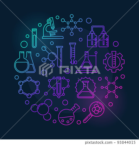 Chemistry vector colorful modern round outline illustration Chemistry vector colorful modern round outline illustration 93844015