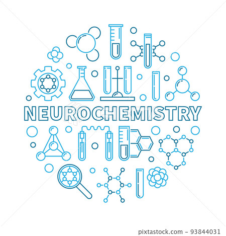 Neurochemistry vector round blue illustration in thin line style Neurochemistry vector round blue illustration in thin line style 93844031