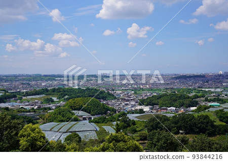大阪羽衣野市 從羽衣野山看到的大阪平原（西方向，羽衣野/堺市方向）（夏末） 93844216