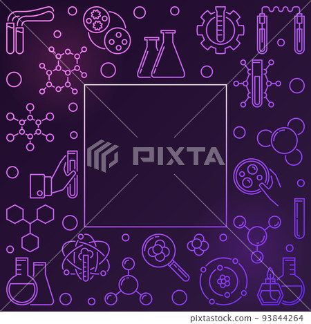 Colorful frame with Chemistry linear icons. Vector illustration 93844264