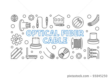 Optical Fiber Cable vector outline concept illustration Optical Fiber Cable vector outline concept illustration 93845250