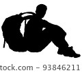 Male silhouette taking a break while climbing 93846211