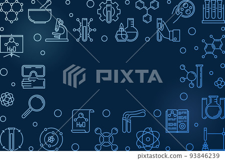 Chemistry vector blue horizontal outline modern frame 93846239
