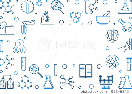 Vector chemistry outline horizontal frame with empty space 93846243