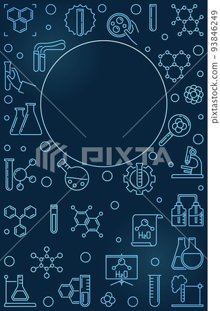 Vector Chemistry blue vertical illustration in thin line style 93846249