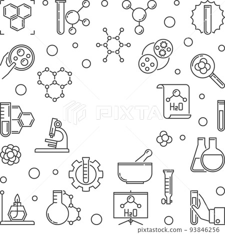 Chemistry Science minimal frame. Vector square illustration Chemistry Science minimal frame. Vector square illustration 93846256