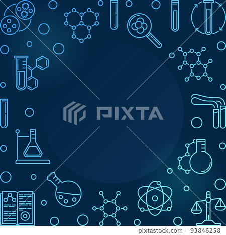 Blue square Chemistry illustration - vector Chemical frame 93846258
