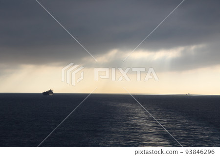 Ships transiting the Strait of Gibraltar at dawn Ships transiting the Strait of Gibraltar at dawn 93846296