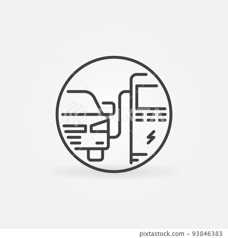 EV Charging vector thin line concept round icon - Stock Illustration ...