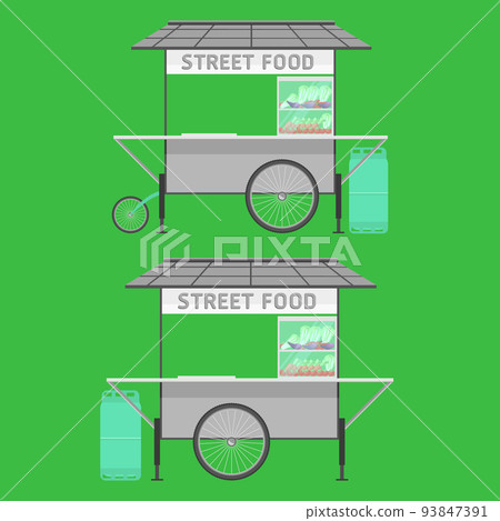 thailand street food cart waggon wagon trolley barrow vector illustration 93847391