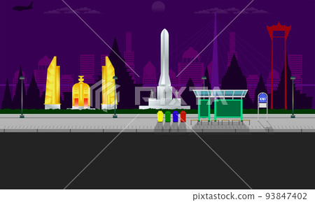 bangkok city view with monument memorial democracy swing pole building vector illustration eps10 bangkok city view with monument memorial democracy swing pole building vector illustration eps10 93847402