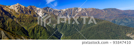 Autumn in the Northern Alps View of the ridgeline of Shirouma Sanzan from Tsugaike from Happoone Kurohishidaira Autumn in the Northern Alps View of the ridgeline of Shirouma Sanzan from Tsugaike from Happoone Kurohishidaira 93847410