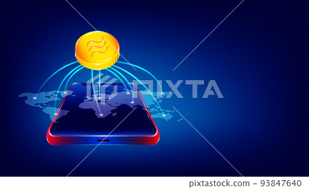 luxury gold libra cryptocurrency coin symbol. people use the big virtual blockchain around the world via beautiful smartphone. colorful background style. vector illustration eps10 luxury gold libra cryptocurrency coin symbol. people use the big virtual blockchain around the world via beautiful smartphone. colorful background style. vector illustration eps10 93847640