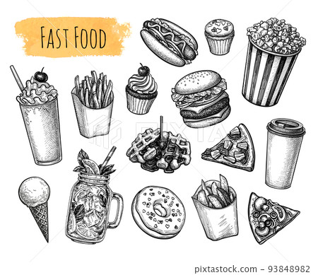 Fast food set. 93848982