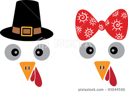 Cute Turkey, Pilgrim, Happy Fall, Thanksgiving Day, Happy Harvest, Vector Illustration File Cute Turkey, Pilgrim, Happy Fall, Thanksgiving Day, Happy Harvest, Vector Illustration File 93849500