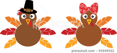 Cute Turkey, Happy Fall, Thanksgiving Day, Happy Harvest, Vector Illustration File Cute Turkey, Happy Fall, Thanksgiving Day, Happy Harvest, Vector Illustration File 93849502