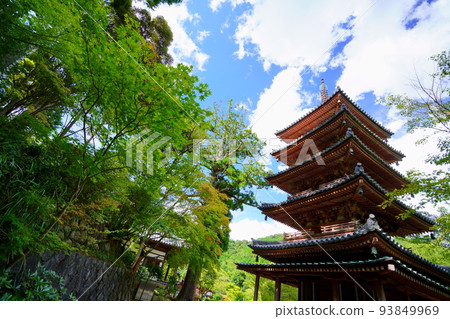 Kaijusen-ji Temple, national treasure five-storied pagoda with refreshing autumn clouds at the end of summer Kaijusen-ji Temple, national treasure five-storied pagoda with refreshing autumn clouds at the end of summer 93849969