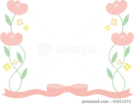 Frame with flowers and ribbons 93851573
