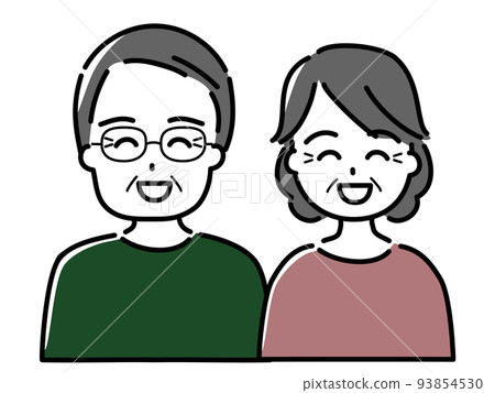 Happy, laughing elderly couple (husband wears glasses) 93854530