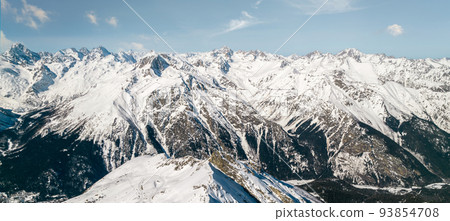 mountain range in snow and sky  93854708
