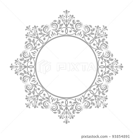 Decorative frame Elegant vector element for design in Eastern style, place for text. Floral gray and white border. Lace illustration for invitations and greeting cards 93854891