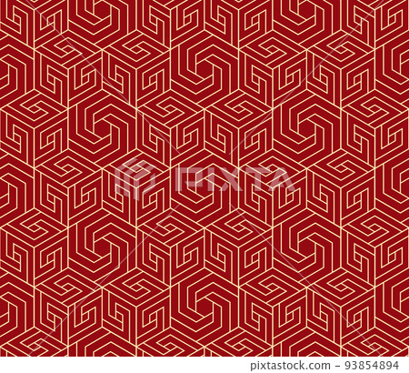 Abstract geometric pattern with stripes, lines. Seamless vector background. Gold and red ornament. Simple lattice graphic design Abstract geometric pattern with stripes, lines. Seamless vector background. Gold and red ornament. Simple lattice graphic design 93854894
