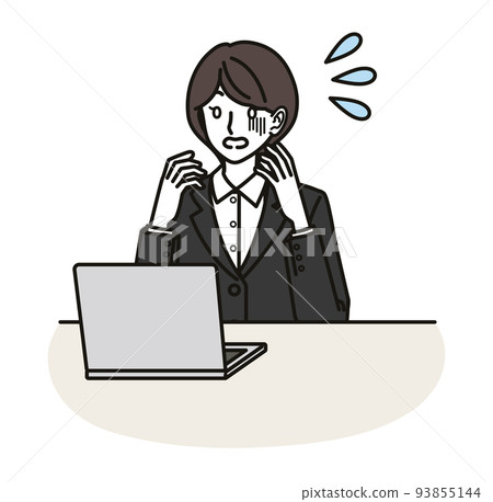 一個穿著西裝的女人看著電腦屏幕 一個穿著西裝的女人看著電腦屏幕 93855144