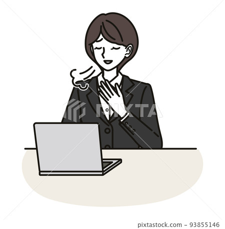 一個穿西裝的女人看著電腦屏幕,鬆了口氣 一個穿西裝的女人看著電腦屏幕,鬆了口氣 93855146