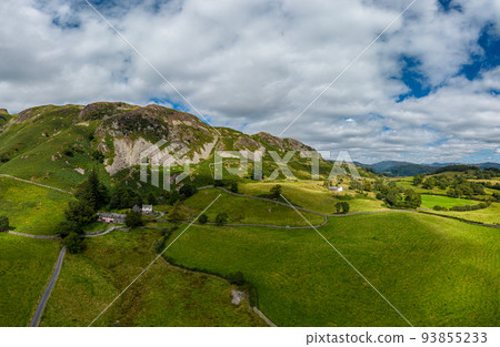 Aerial view over the beautiful Lake District National Park Aerial view over the beautiful Lake District National Park 93855233