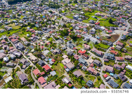 Aerial view of kawaguchiko in Japan 93856746