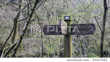 Direction signs post in Brecon Beacons Park, UK Direction signs post in Brecon Beacons Park, UK 93857892
